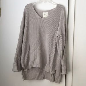 Grey flare split pullover sweater